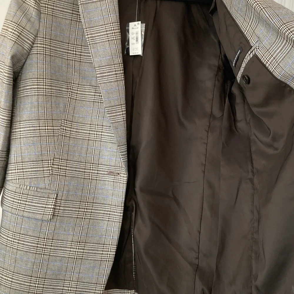 Madewell Italian Wool Fabric Houndstooth Plaid Blazer w/Contrast Felted Collar - Picture 10 of 16